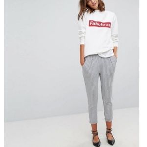 Stradivarius Gray Striped Tapered Pants